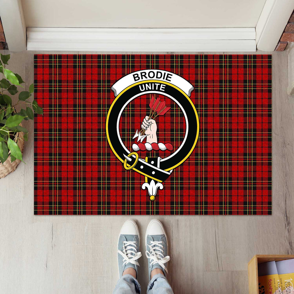 Brodie Tartan Door Mat with Family Crest - Tartanvibesclothing