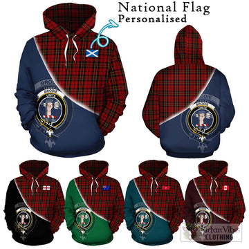 Brodie Tartan Hoodie with Personalised National Flag and Family Crest Half Style