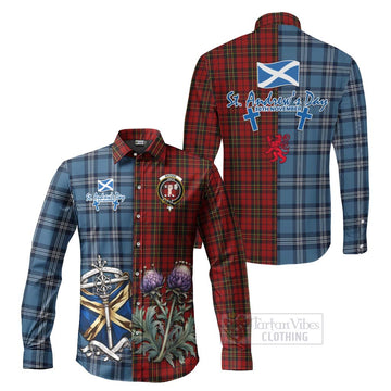 Brodie Tartan Long Sleeve Button Shirt Happy St. Andrew's Day Half Tartan Style