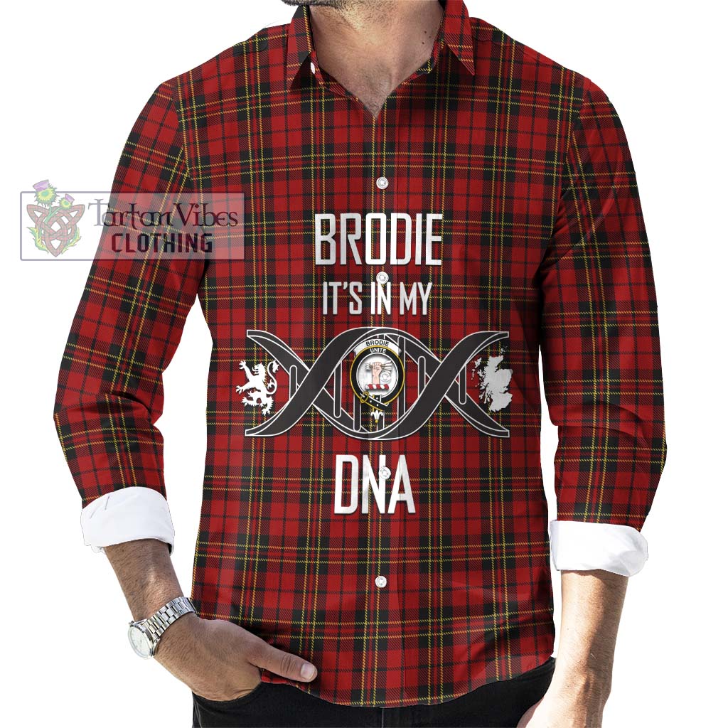 Tartan Vibes Clothing Brodie Tartan Long Sleeve Button Shirt with Family Crest DNA In Me Style