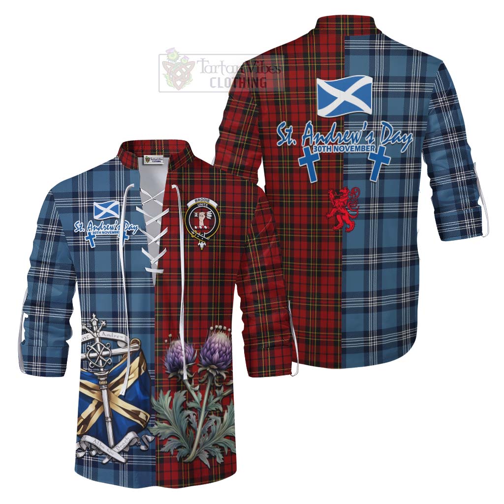 Tartan Vibes Clothing Brodie Tartan Ghillie Kilt Shirt Happy St. Andrew's Day Half Tartan Style