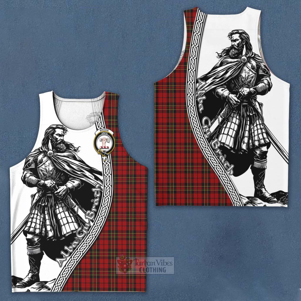 Tartan Vibes Clothing Brodie Tartan Clan Crest Men's Tank Top with Highlander Warrior Celtic Style