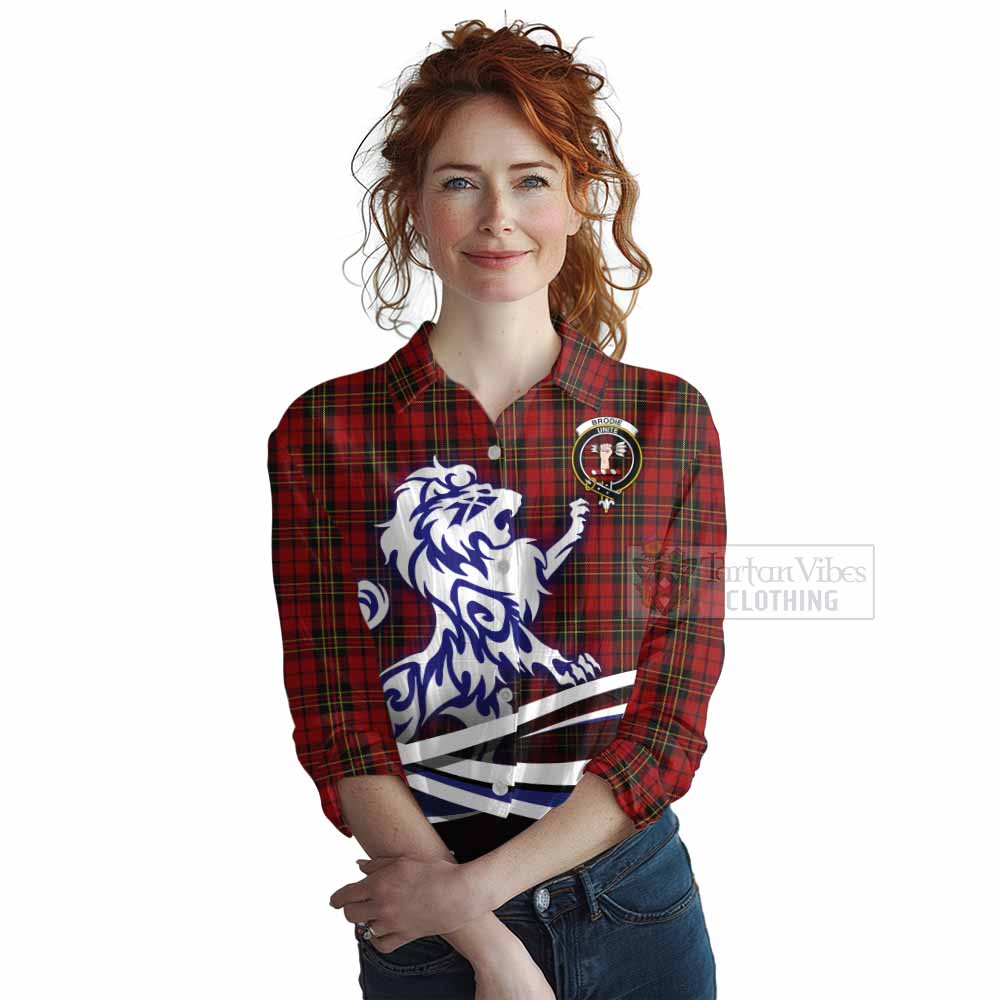 Tartan Vibes Clothing Brodie Tartan Women's Casual Shirt with Alba Gu Brath Regal Lion Emblem