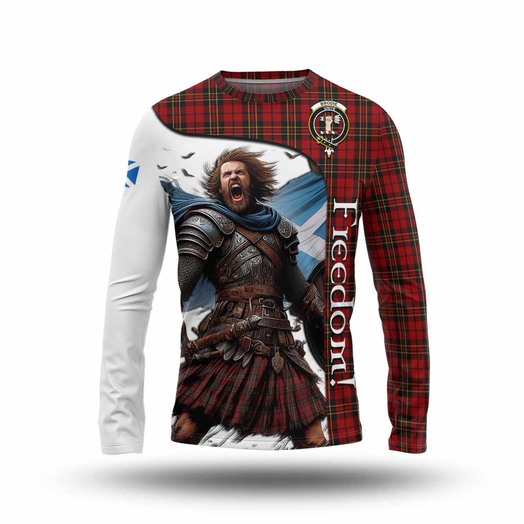 Tartan Vibes Clothing Brodie Crest Tartan Long Sleeve T-Shirt Inspired by the Freedom of Scottish Warrior