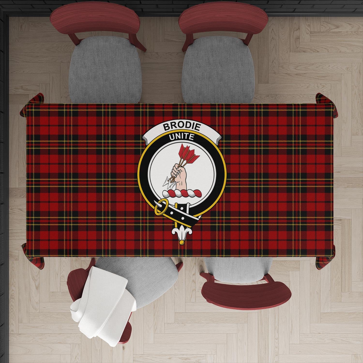 Brodie Tatan Tablecloth with Family Crest - Tartanvibesclothing