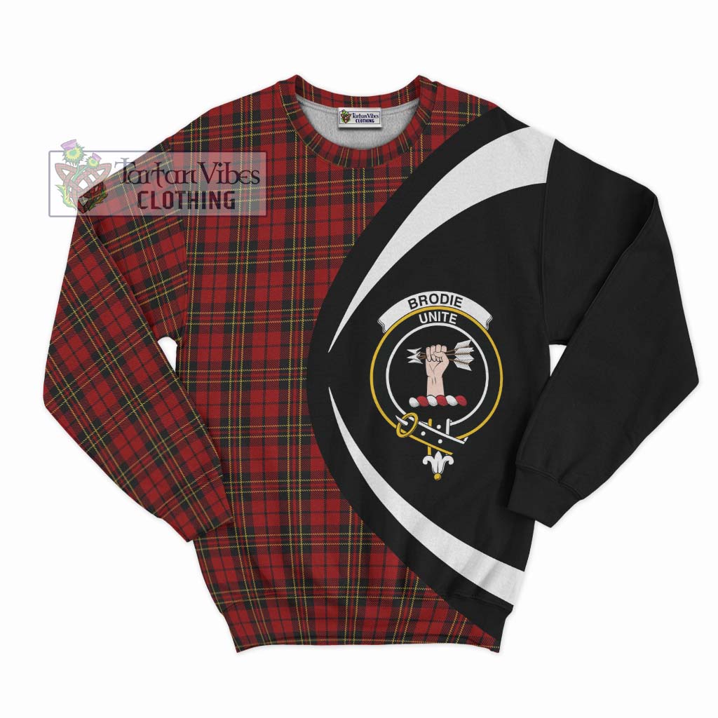 Brodie Tartan Sweatshirt with Family Crest Circle Style Unisex - Tartan Vibes Clothing