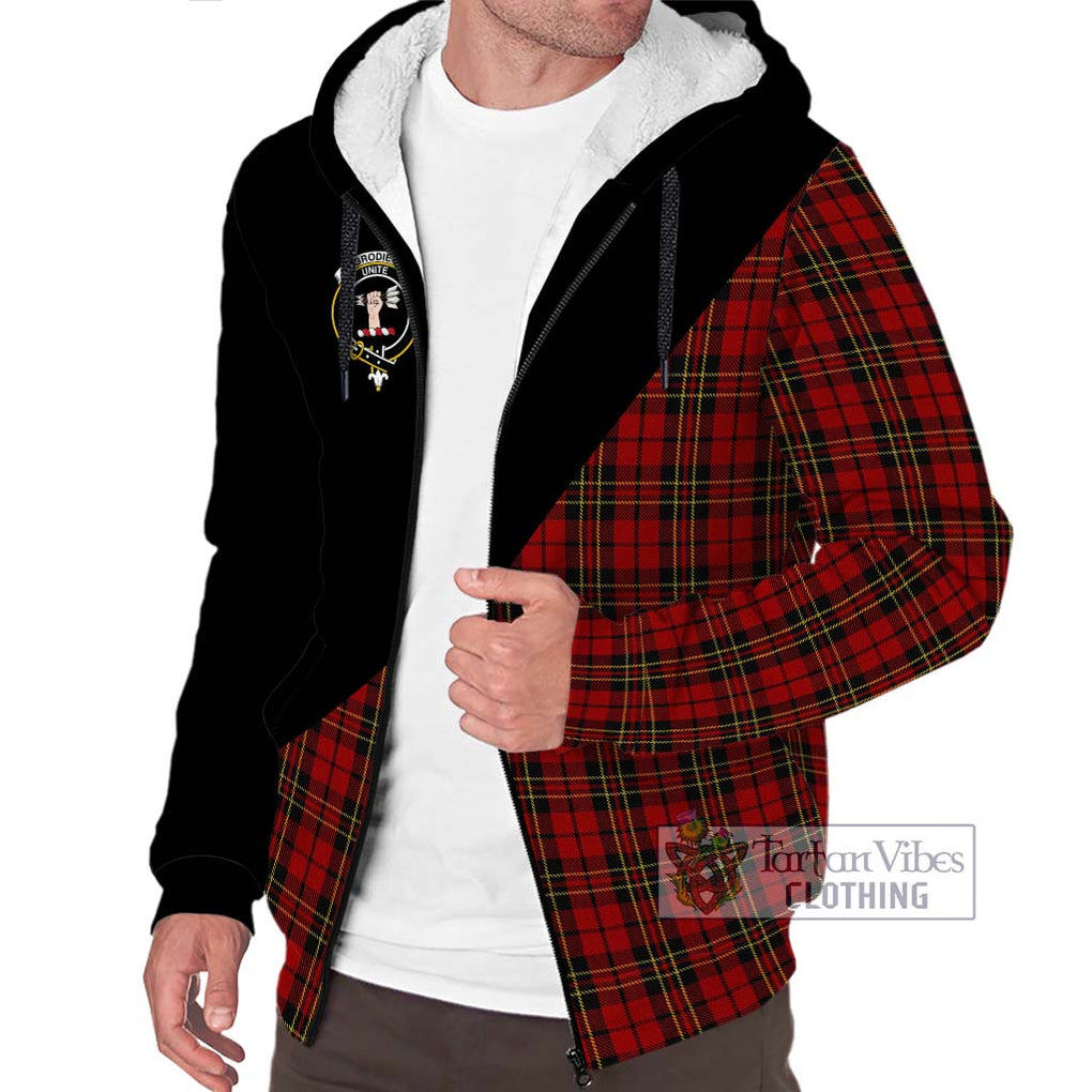 Brodie Tartan Sherpa Hoodie with Family Crest and Military Logo Style Unisex S - Tartanvibesclothing Shop