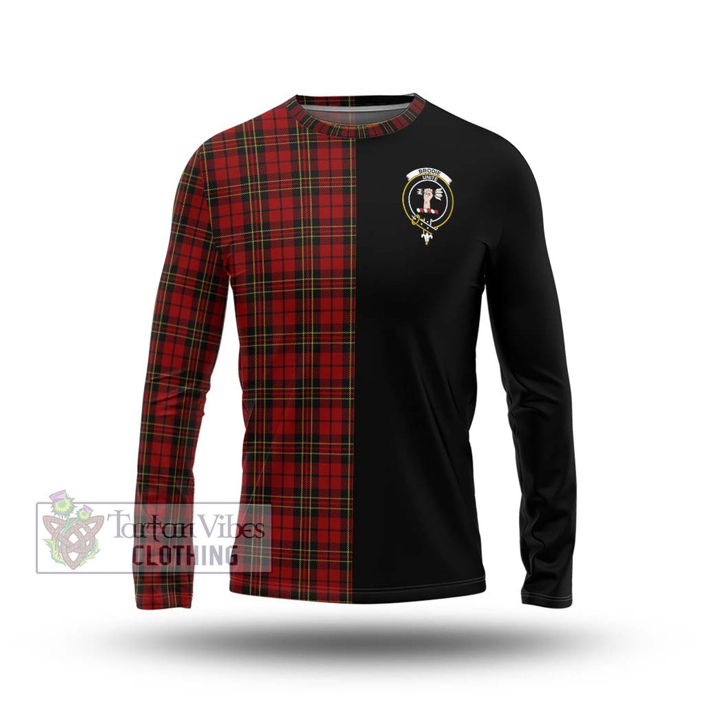 Brodie Tartan Long Sleeve T-Shirt with Family Crest and Half Of Me Style Unisex - Tartanvibesclothing Shop