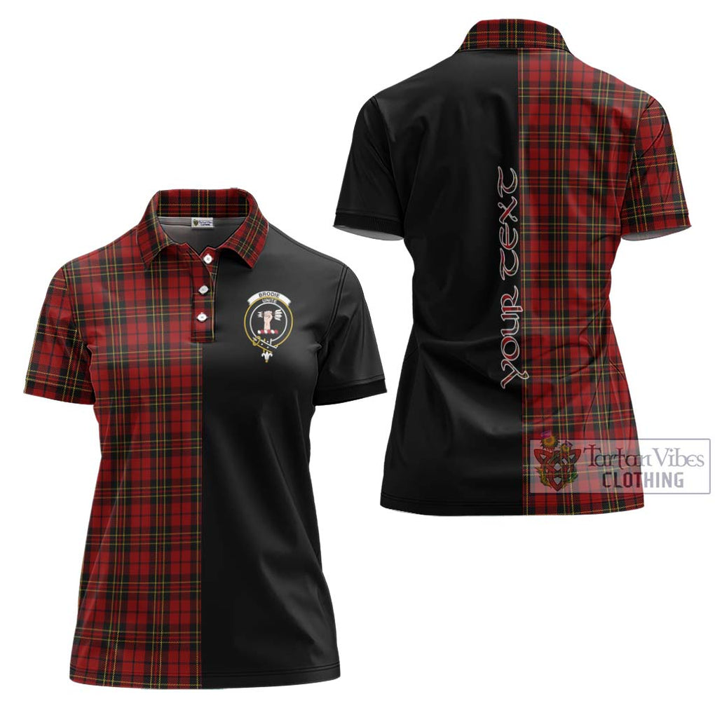 Brodie Tartan Women's Polo Shirt with Family Crest and Half Of Me Style Women - Tartanvibesclothing Shop