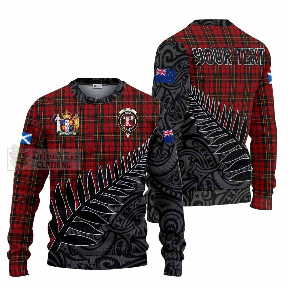 Tartan Vibes Clothing Brodie Crest Tartan Knitted Sweater with New Zealand Silver Fern Half Style