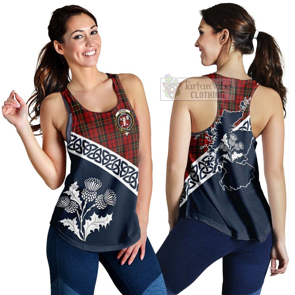 Tartan Vibes Clothing Brodie Tartan Women's Racerback Tanks Featuring Thistle and Scotland Map