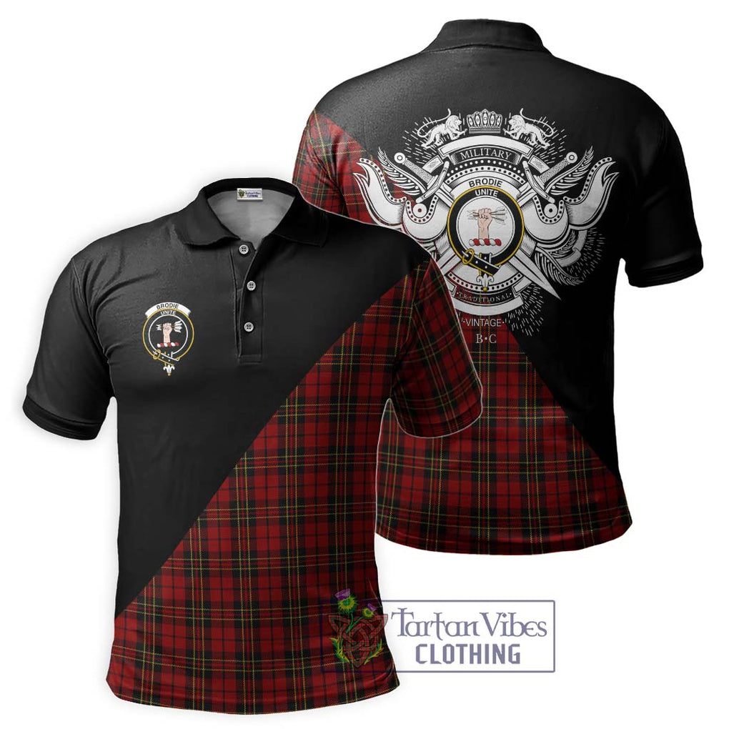 Brodie Tartan Polo Shirt with Family Crest and Military Logo Style Kid - Tartanvibesclothing Shop