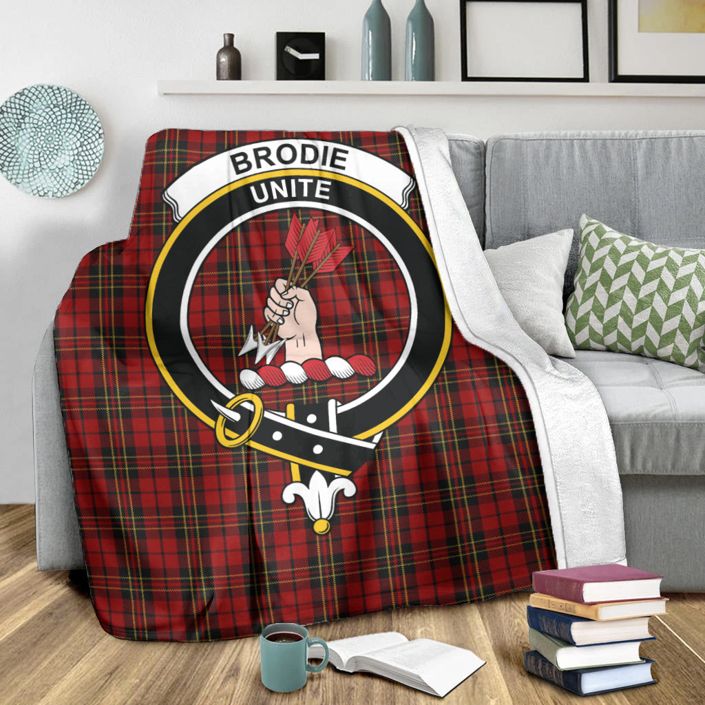 Brodie Tartan Blanket with Family Crest - Tartanvibesclothing