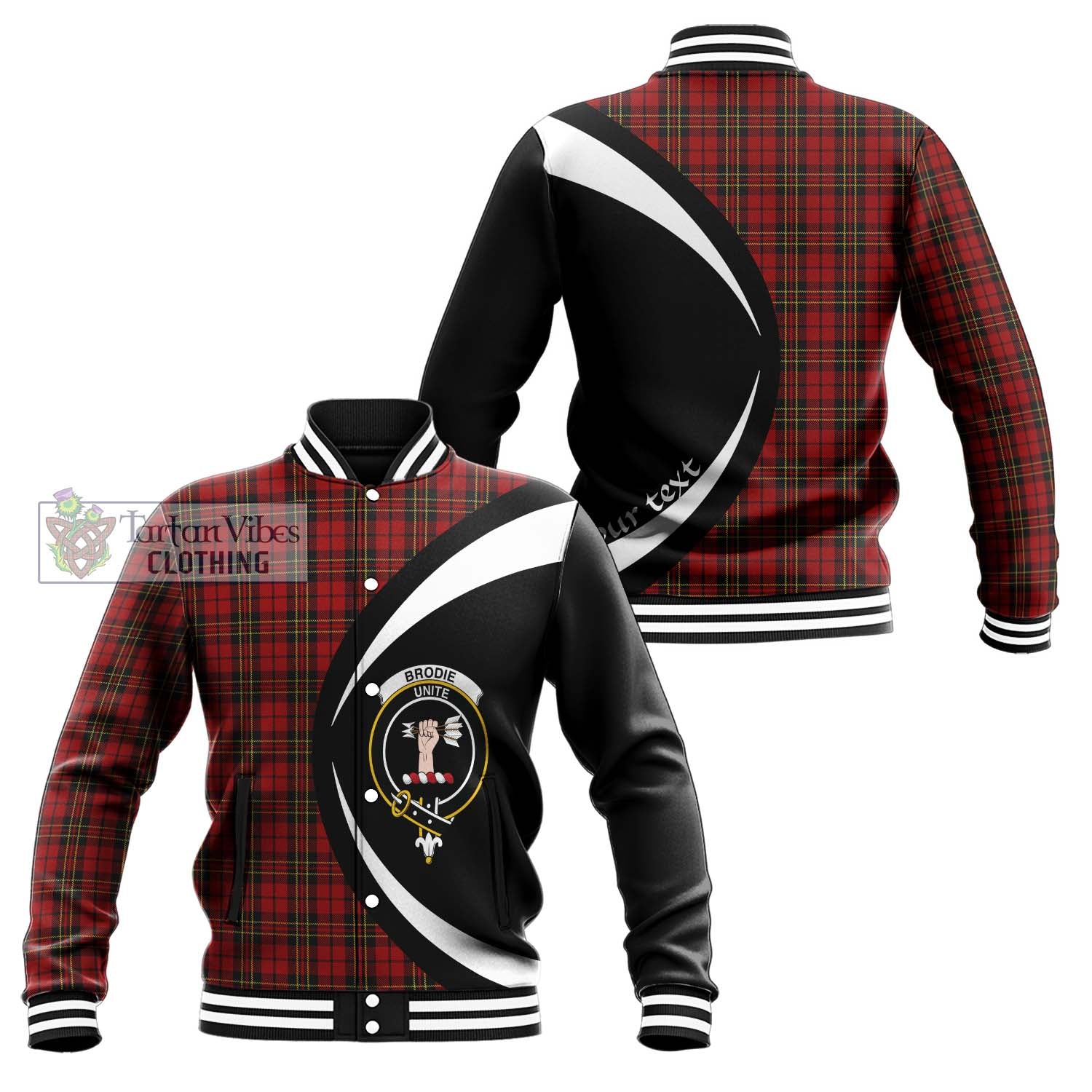 Brodie Tartan Baseball Jacket with Family Crest Circle Style Unisex - Tartan Vibes Clothing