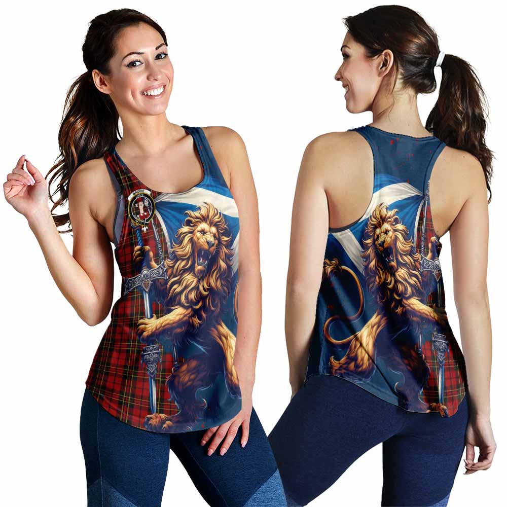 Tartan Vibes Clothing Brodie Tartan Family Crest Women's Racerback Tanks with Scottish Majestic Lion