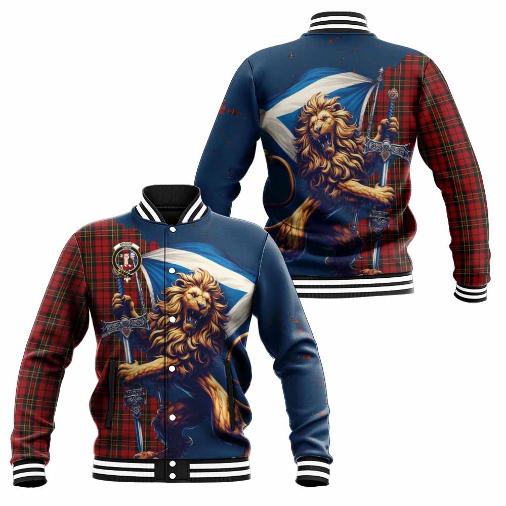 Tartan Vibes Clothing Brodie Tartan Family Crest Baseball Jacket with Scottish Majestic Lion