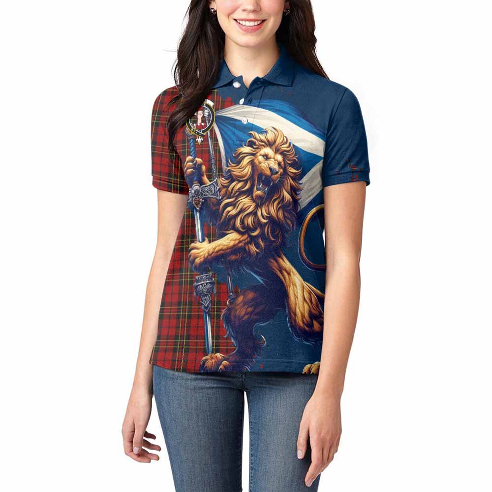 Tartan Vibes Clothing Brodie Tartan Family Crest Women's Polo Shirt with Scottish Majestic Lion