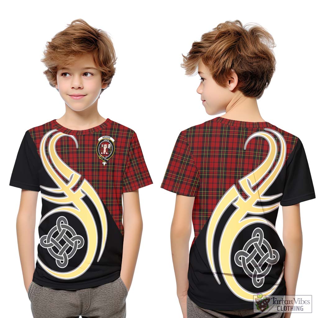 Brodie Tartan Kid T-Shirt with Family Crest and Celtic Symbol Style Youth XL Size14 - Tartan Vibes Clothing