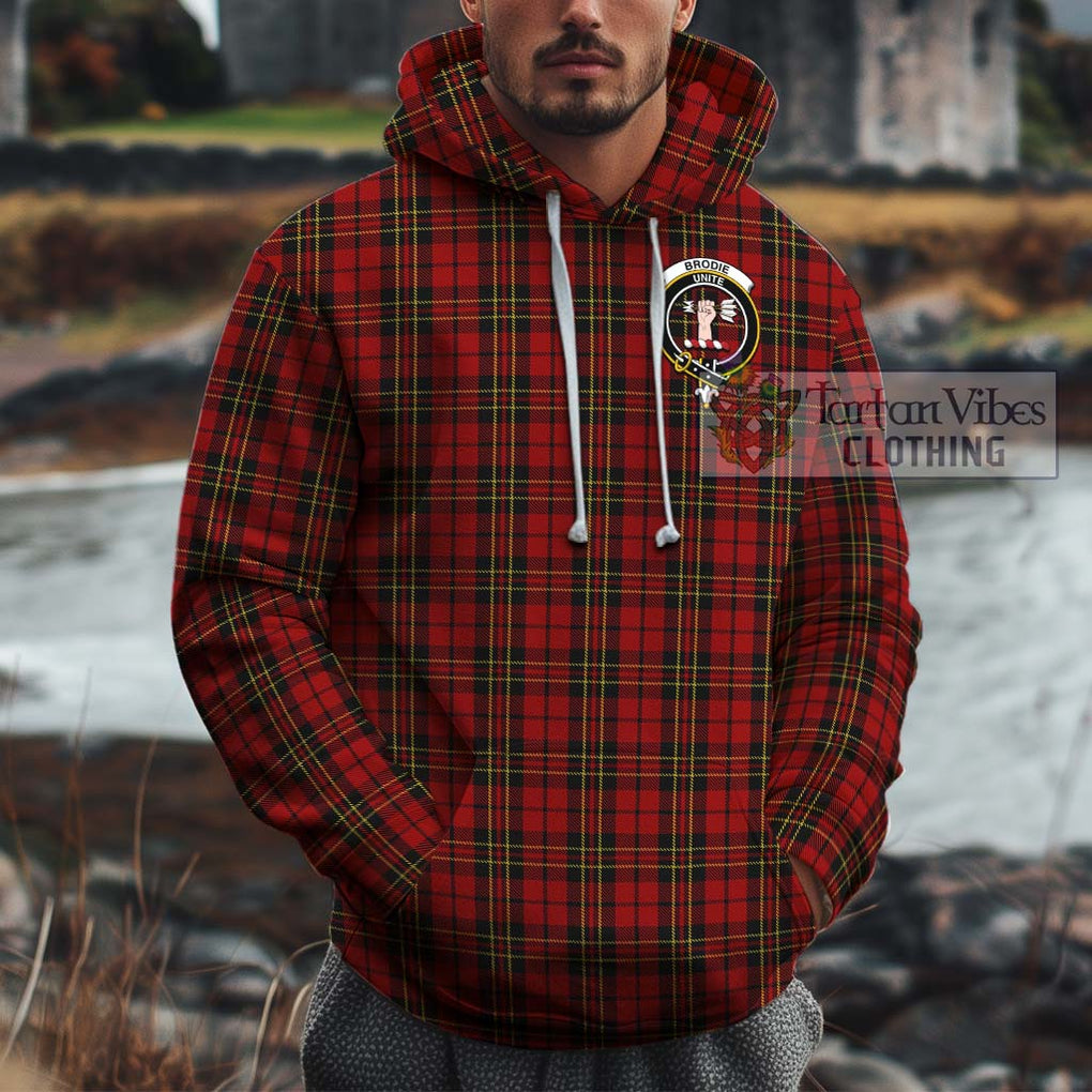 Brodie Tartan Cotton Hoodie with Family Crest Pullover Hoodie XS - Tartan Vibes Clothing