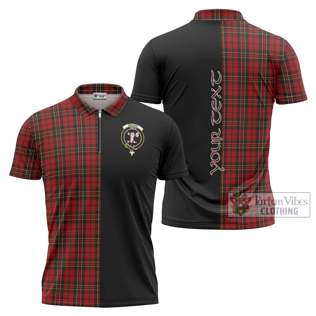 Brodie Tartan Zipper Polo Shirt with Family Crest and Half Of Me Style Unisex - Tartanvibesclothing Shop