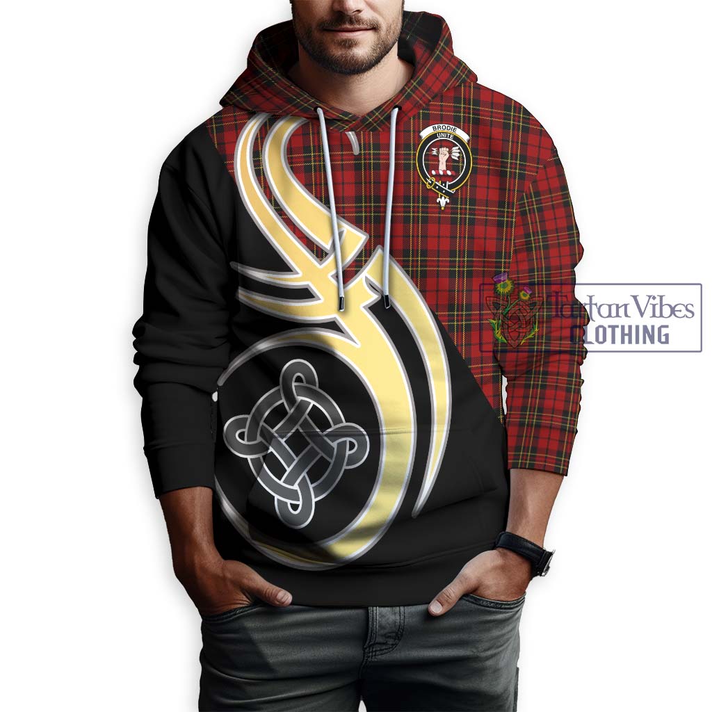 Brodie Tartan Hoodie with Family Crest and Celtic Symbol Style Zip Hoodie - Tartan Vibes Clothing