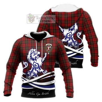 Brodie Tartan Knitted Hoodie with Alba Gu Brath Regal Lion Emblem