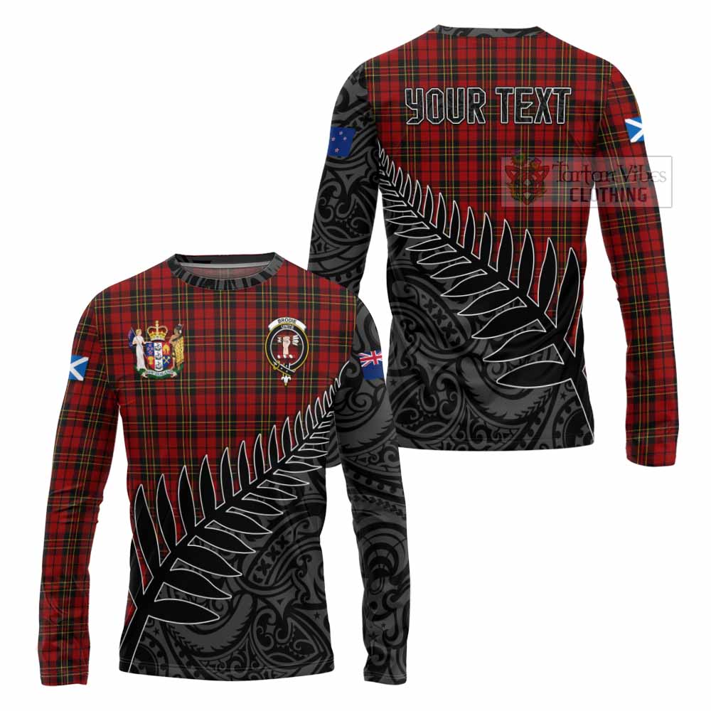 Tartan Vibes Clothing Brodie Crest Tartan Long Sleeve T-Shirt with New Zealand Silver Fern Half Style