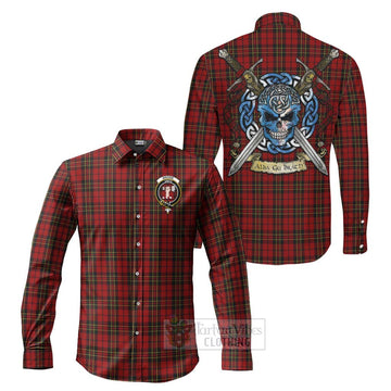 Brodie Tartan Long Sleeve Button Shirt with Family Crest Celtic Skull Style