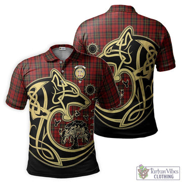 Brodie Tartan Polo Shirt with Family Crest Celtic Wolf Style