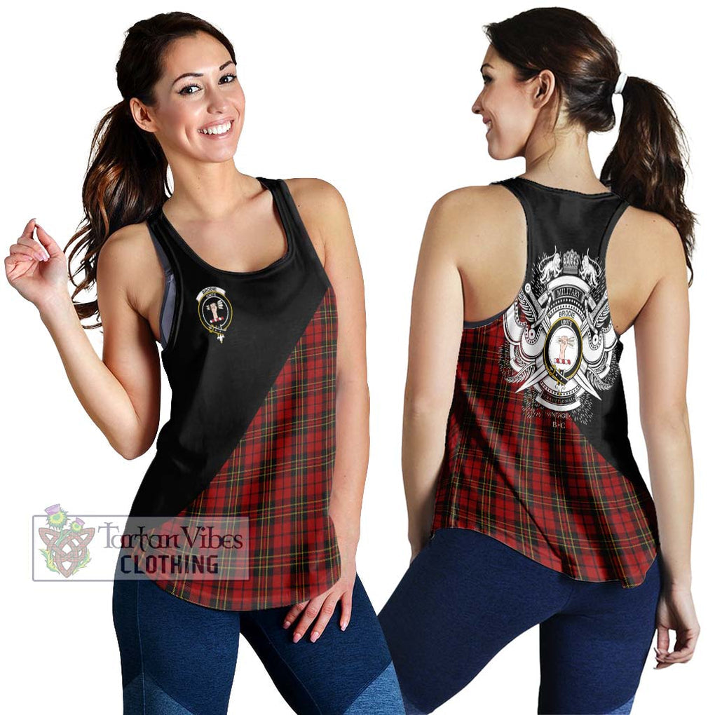 Brodie Tartan Women's Racerback Tanks with Family Crest and Military Logo Style 4XL - Tartanvibesclothing Shop