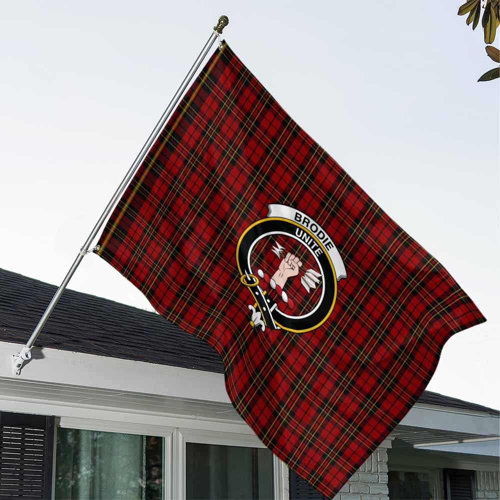 Tartan Vibes Clothing Brodie Tartan House Flag with Family Crest