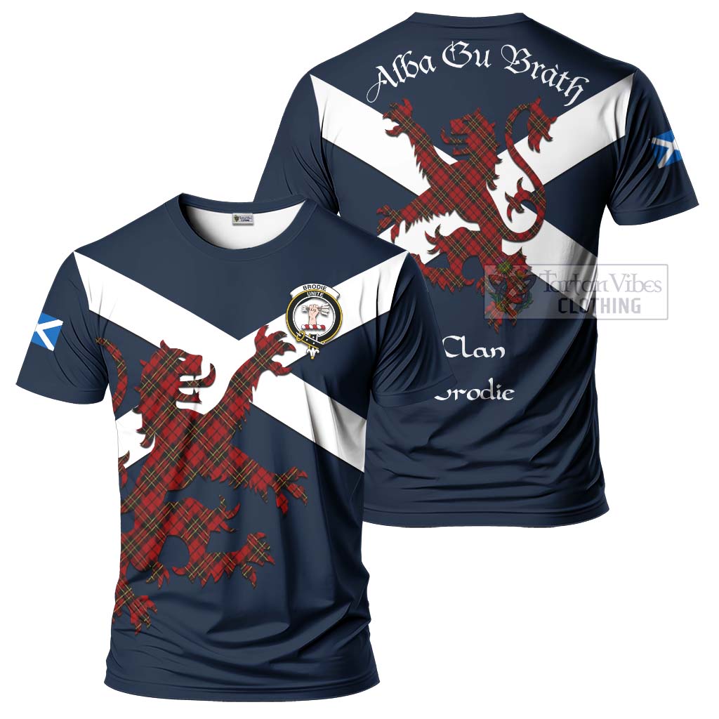 Tartan Vibes Clothing Brodie Tartan Lion Rampant T-Shirt – Proudly Display Your Heritage with Alba Gu Brath and Clan Name