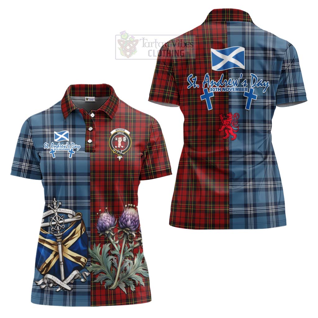 Tartan Vibes Clothing Brodie Tartan Women's Polo Shirt Happy St. Andrew's Day Half Tartan Style