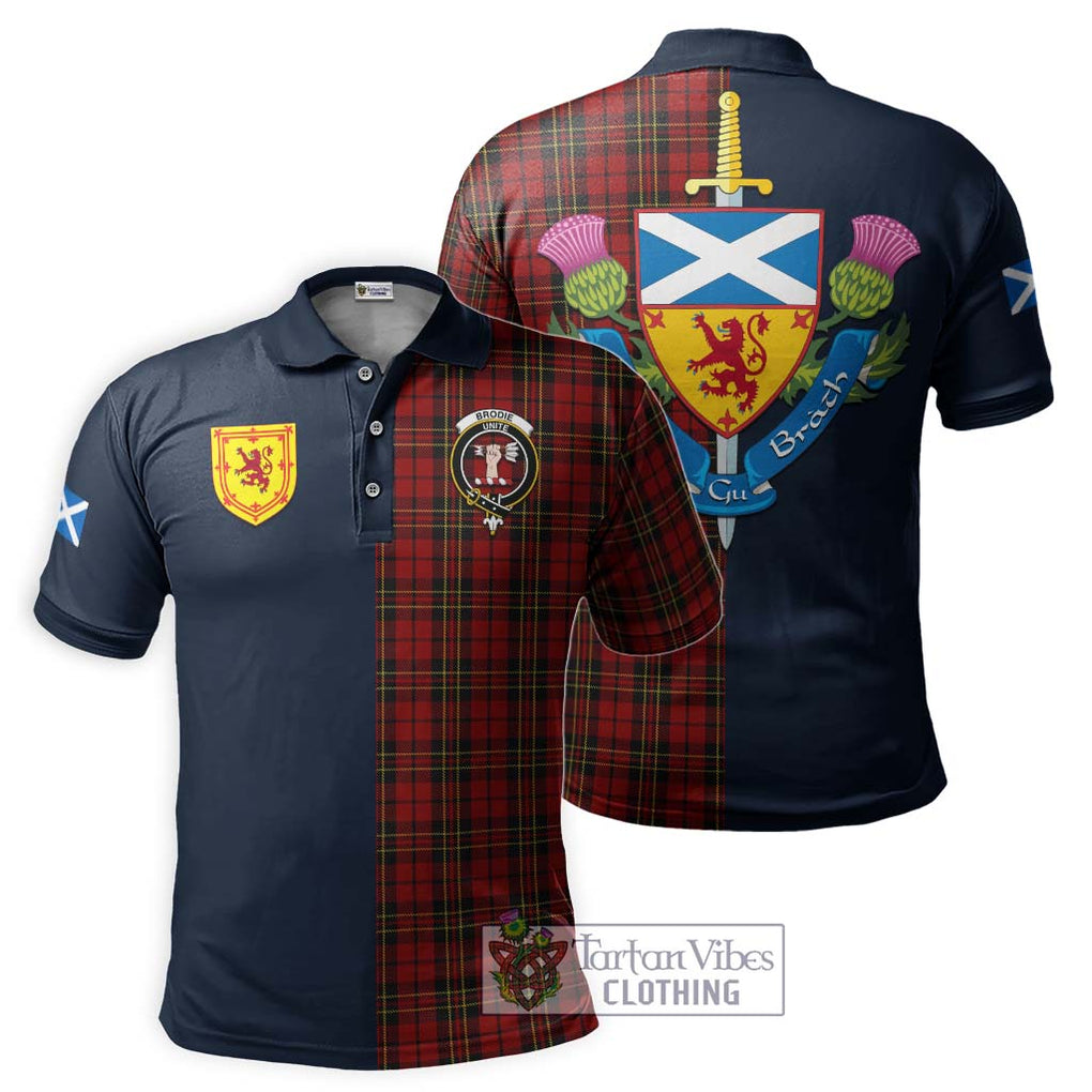 Tartan Vibes Clothing Brodie Tartan Polo Shirt with Scottish Lion Royal Arm Half Style