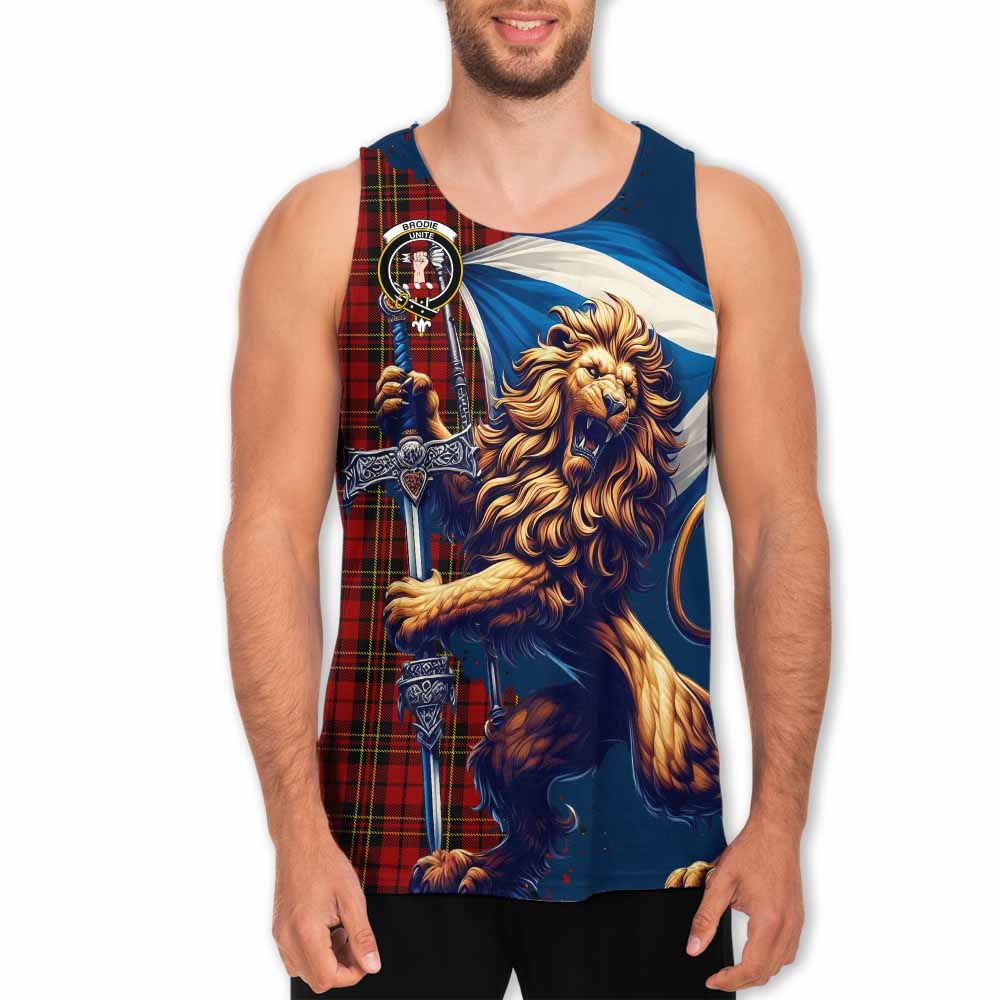 Tartan Vibes Clothing Brodie Tartan Family Crest Men's Tank Top with Scottish Majestic Lion