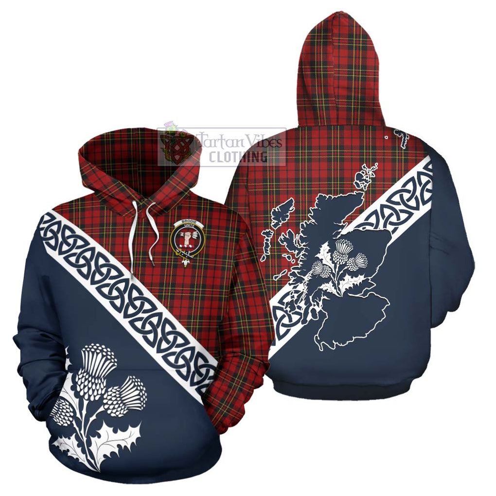 Tartan Vibes Clothing Brodie Tartan Hoodie Featuring Thistle and Scotland Map