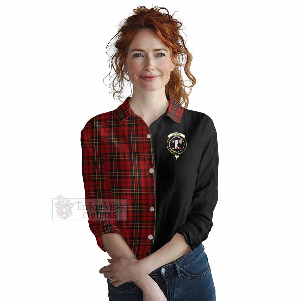 Tartan Vibes Clothing Brodie Tartan Women's Casual Shirt with Family Crest and Half Of Me Style