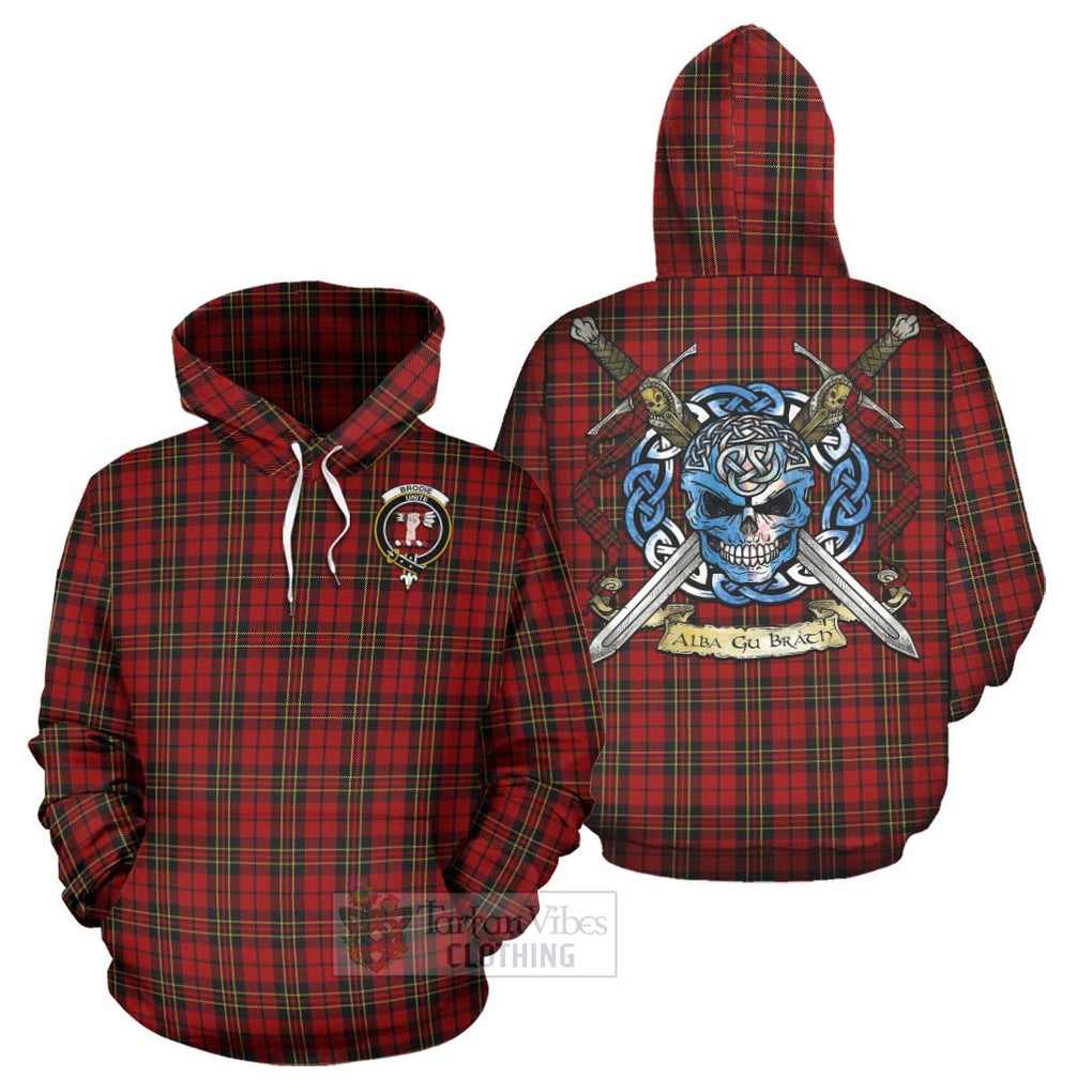 Tartan Vibes Clothing Brodie Tartan Hoodie with Family Crest Celtic Skull Style