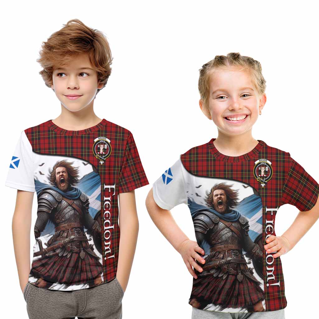 Tartan Vibes Clothing Brodie Crest Tartan Kid T-Shirt Inspired by the Freedom of Scottish Warrior