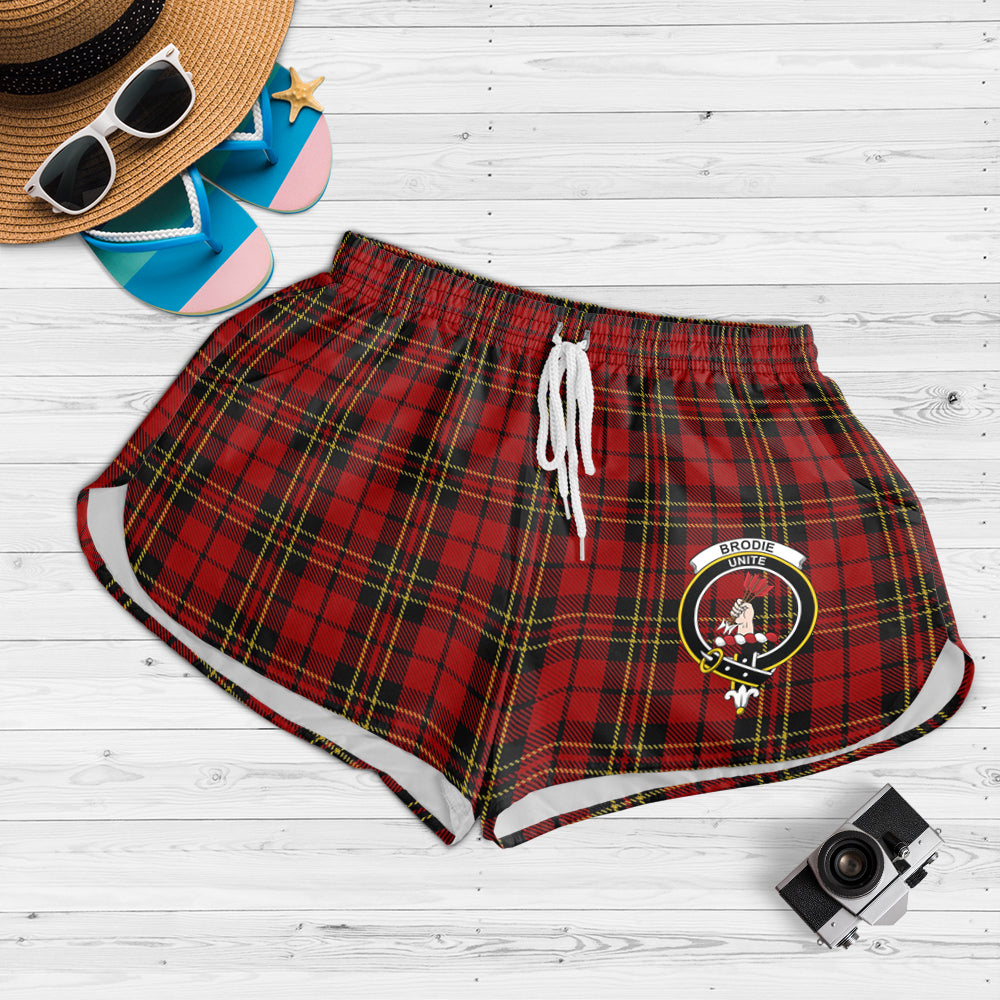 Brodie Tartan Womens Shorts with Family Crest - Tartanvibesclothing