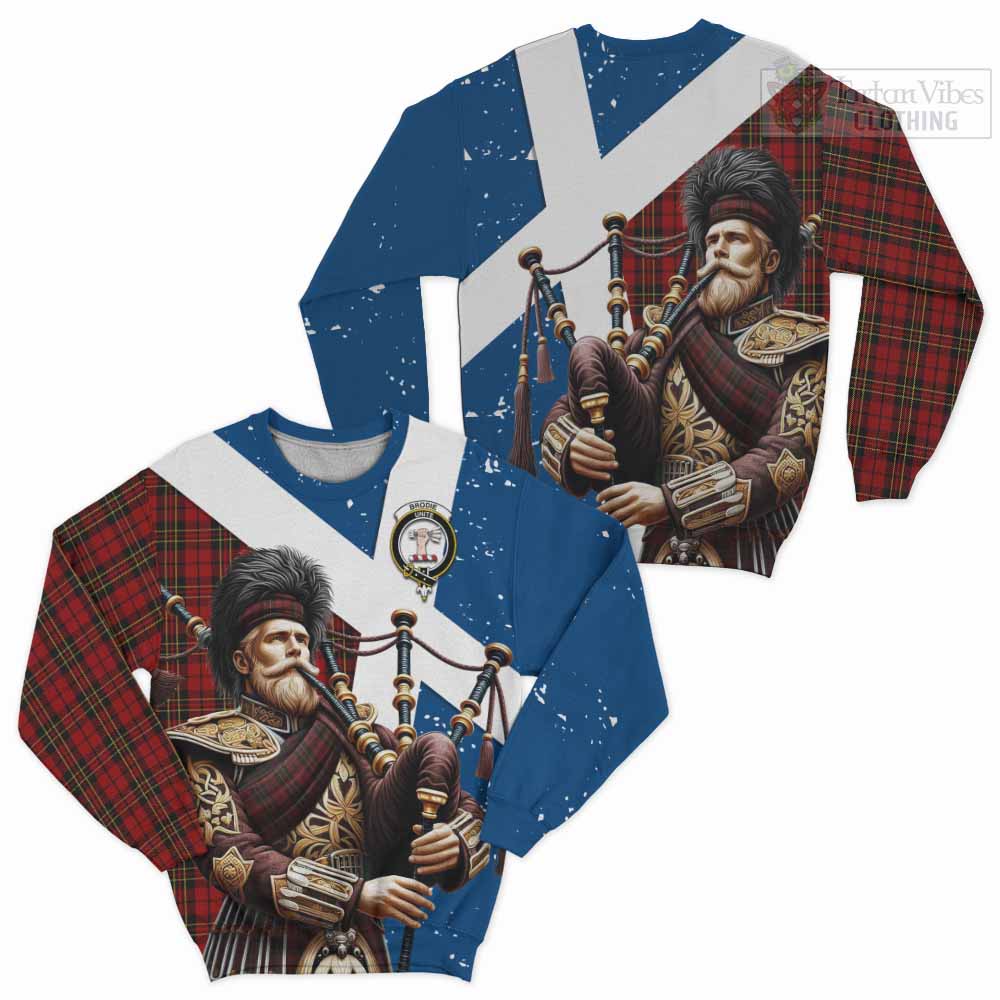 Tartan Vibes Clothing Brodie Tartan Sweatshirt with Family Crest Scottish Bagpiper Vibes