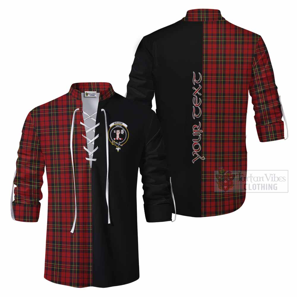 Tartan Vibes Clothing Brodie Tartan Ghillie Kilt Shirt with Family Crest and Half Of Me Style