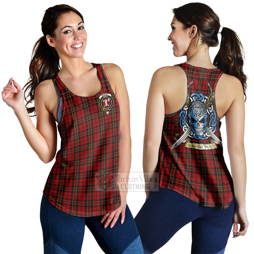 Tartan Vibes Clothing Brodie Tartan Women's Racerback Tanks with Family Crest Celtic Skull Style