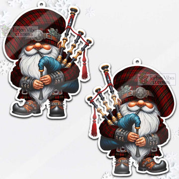 Brodie Tartan Bagpiper Gnome Christmas Ornament