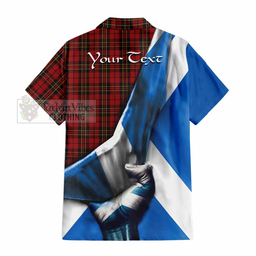 Tartan Vibes Clothing Brodie Tartan Short Sleeve Button Shirt with Family Crest Scotland Patriotic Style