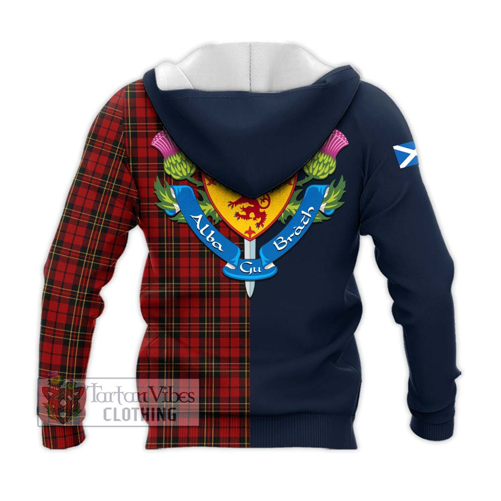 Tartan Vibes Clothing Brodie Tartan Knitted Hoodie with Scottish Lion Royal Arm Half Style