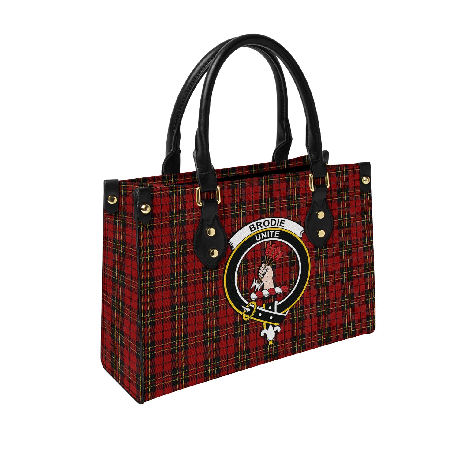Brodie Tartan Leather Bag with Family Crest - Tartanvibesclothing