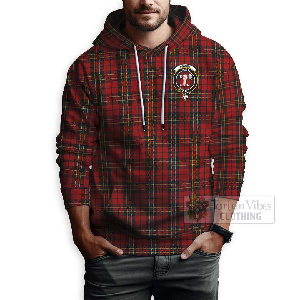 Tartan Vibes Clothing Brodie Tartan Hoodie with Family Crest Celtic Skull Style