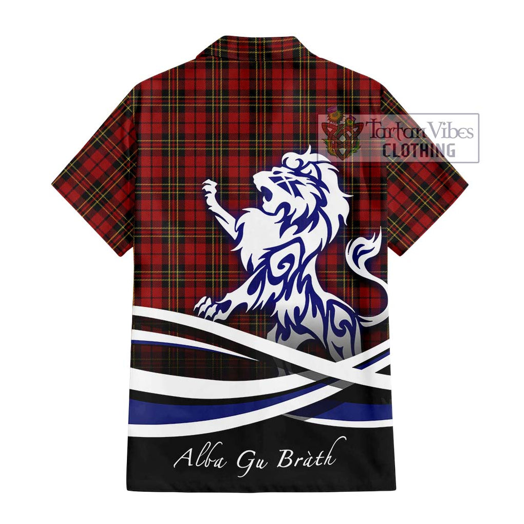 Brodie Tartan Short Sleeve Button Shirt with Alba Gu Brath Regal Lion Emblem - Tartanvibesclothing Shop