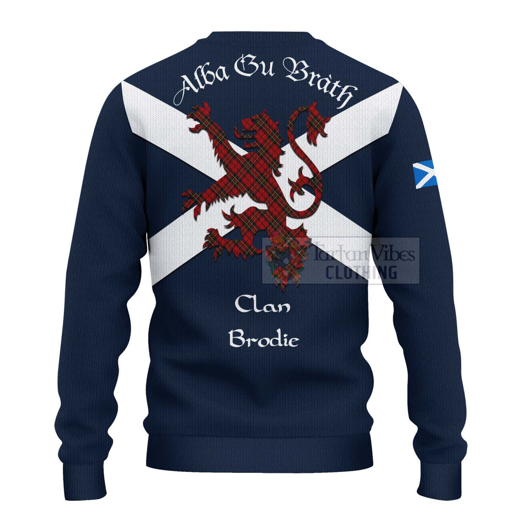 Tartan Vibes Clothing Brodie Tartan Lion Rampant Knitted Sweater – Proudly Display Your Heritage with Alba Gu Brath and Clan Name